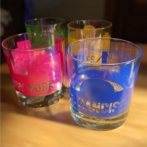 Pop Sugar rocks glasses, 4 cities, never used, fun, classy way to serve guests